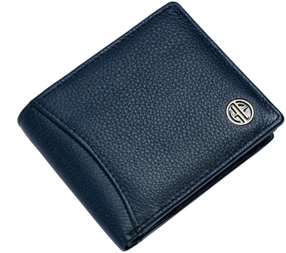 Качественный мужской кошелек из фактурной кожи без застежки Hammonds Flycatcher HF592 синего цвета 108058 modnotak фото №1