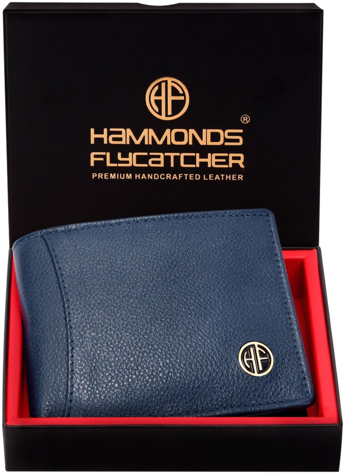 Качественный мужской кошелек из фактурной кожи без застежки Hammonds Flycatcher HF592 синего цвета 108058 modnotak фото №6