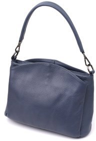 Повсякденна жіноча сумка на плече з натуральної фактурної шкіри синього кольору Vintage 98158