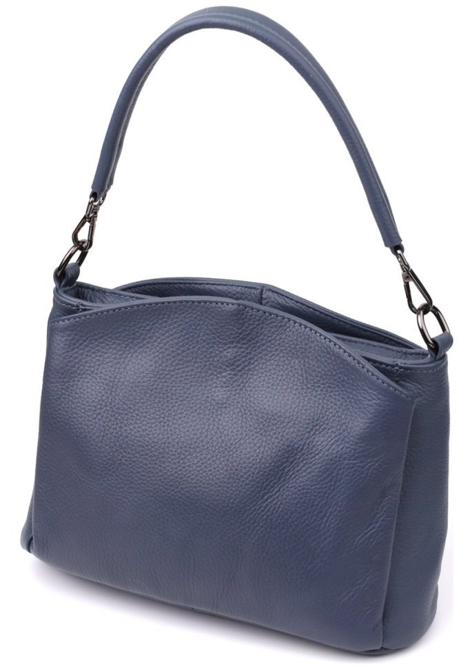 Повседневная женская сумка на плечо из натуральной фактурной кожи синего цвета Vintage 98158 modnotak фото №1