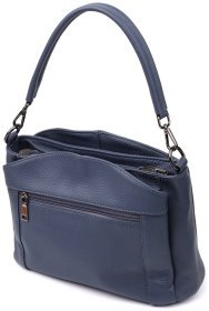 Повсякденна жіноча сумка на плече з натуральної фактурної шкіри синього кольору Vintage 98158