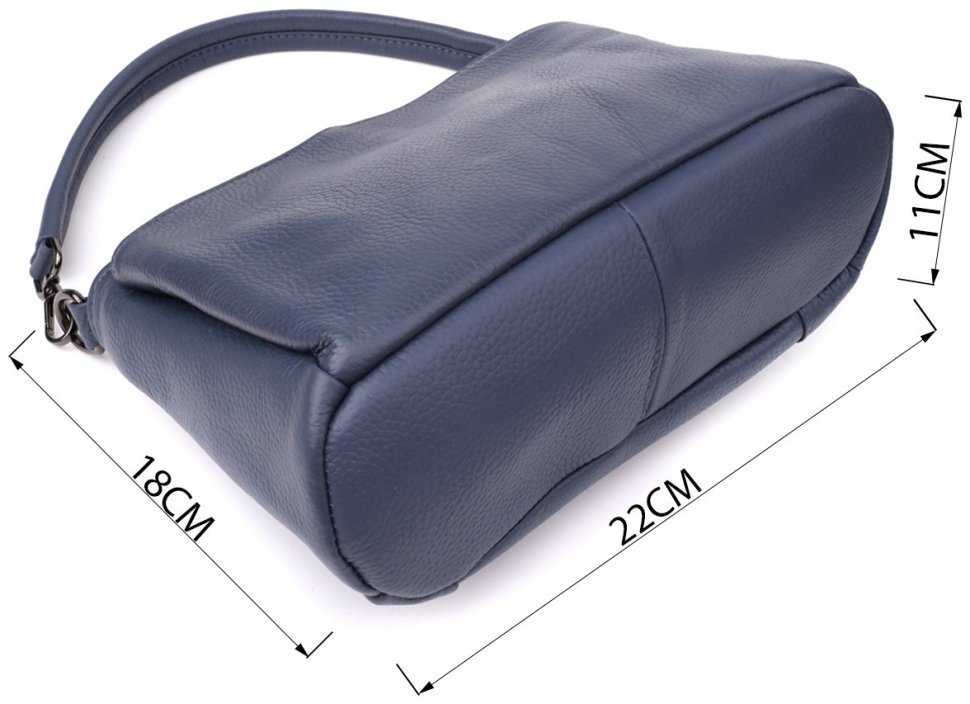 Повседневная женская сумка на плечо из натуральной фактурной кожи синего цвета Vintage 98158 modnotak фото №3