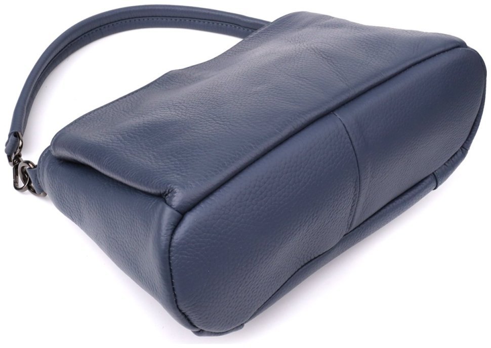 Повседневная женская сумка на плечо из натуральной фактурной кожи синего цвета Vintage 98158 modnotak фото №6