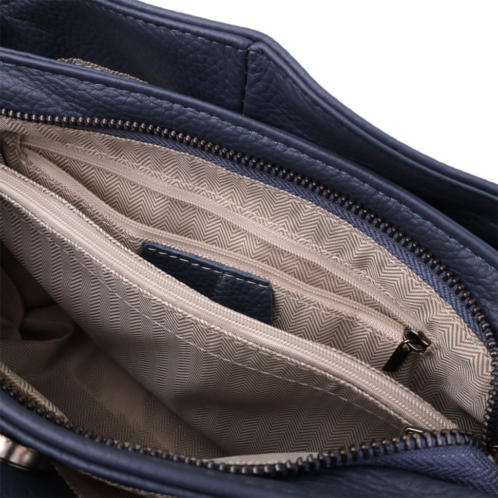 Повседневная женская сумка на плечо из натуральной фактурной кожи синего цвета Vintage 98158 modnotak фото №8