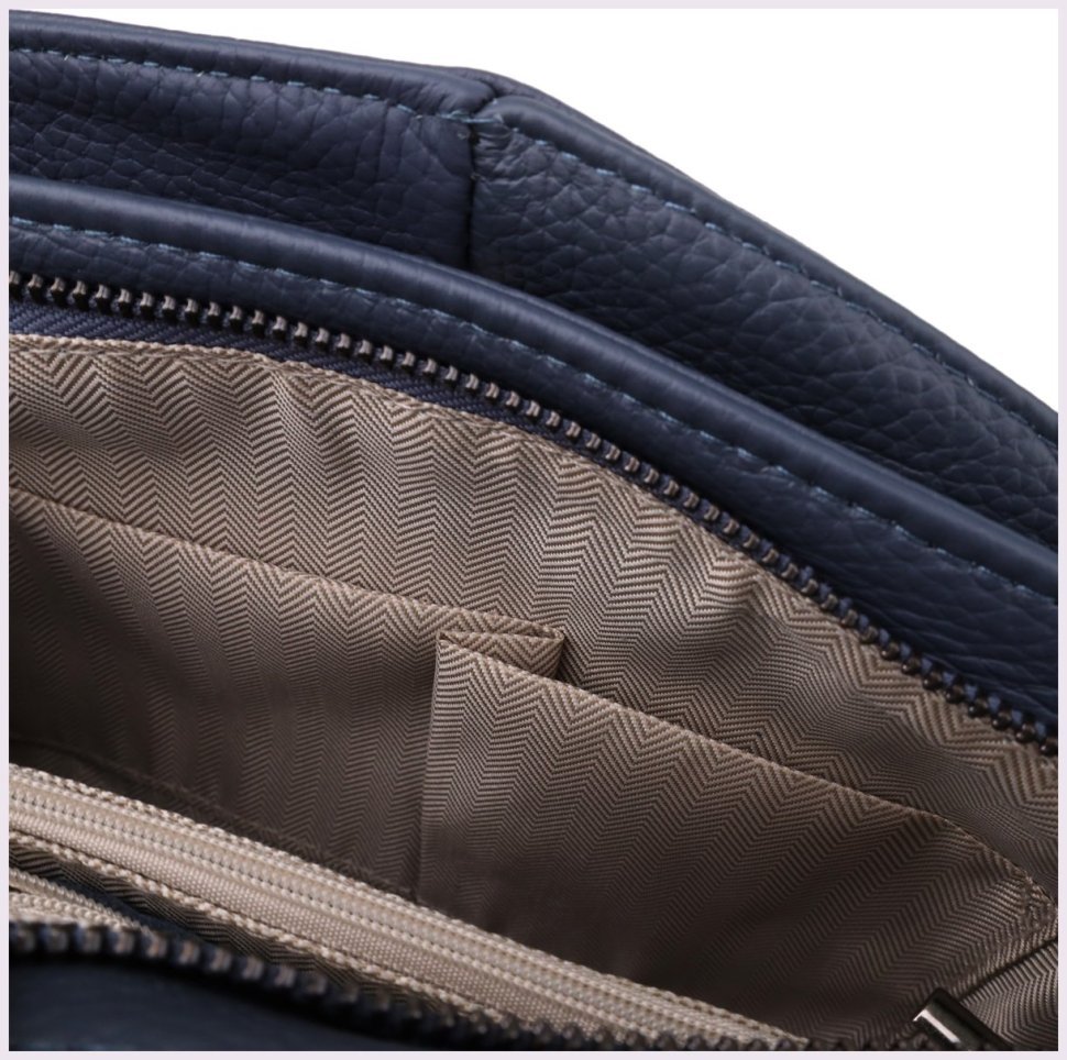 Повседневная женская сумка на плечо из натуральной фактурной кожи синего цвета Vintage 98158 modnotak фото №9