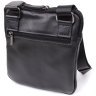 Практичная мужская сумка планшет из гладкой кожи черного цвета Shvigel через плечо 108358 modnotak фото - 2