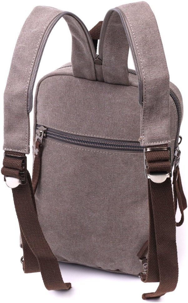 Сірий чоловічий слінг-рюкзак із щільного текстилю на дві блискавки Vintage 2422161