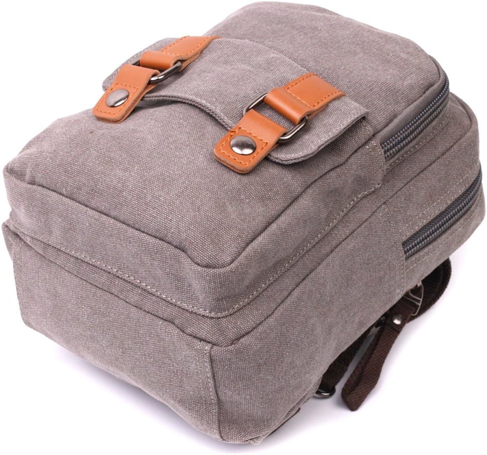 Сірий чоловічий слінг-рюкзак із щільного текстилю на дві блискавки Vintage 2422161