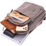 Серый мужской слинг-рюкзак из плотного текстиля на две молнии Vintage 2422161 - 6