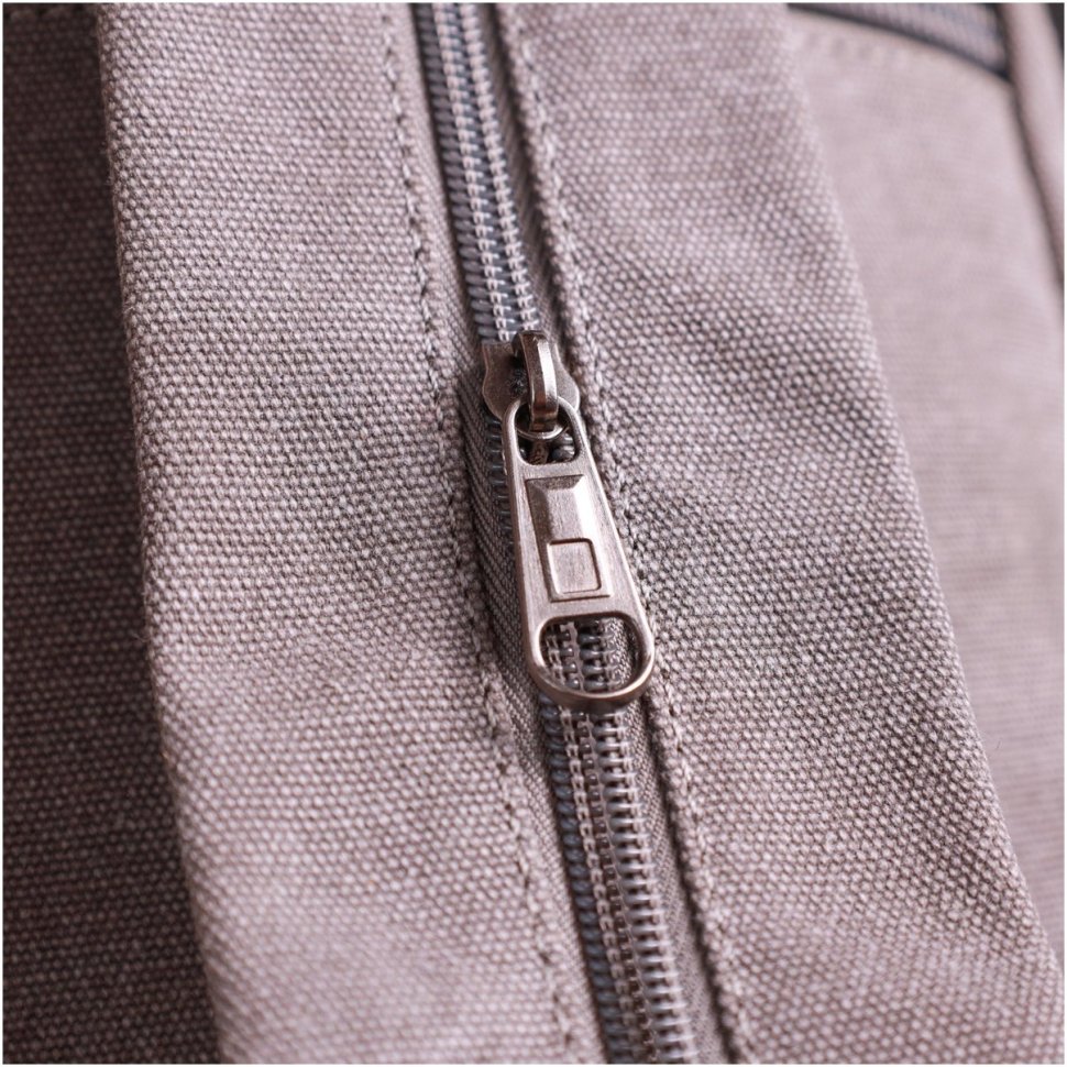 Серый мужской слинг-рюкзак из плотного текстиля на две молнии Vintage 2422161