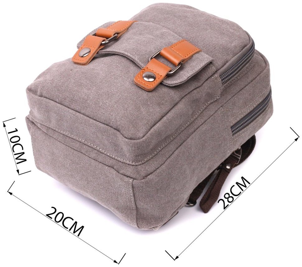 Сірий чоловічий слінг-рюкзак із щільного текстилю на дві блискавки Vintage 2422161 фото №10 Сірий чоловічий слінг-рюкзак із щільного текстилю на дві блискавки Vintage 2422161 modnotak фото №10