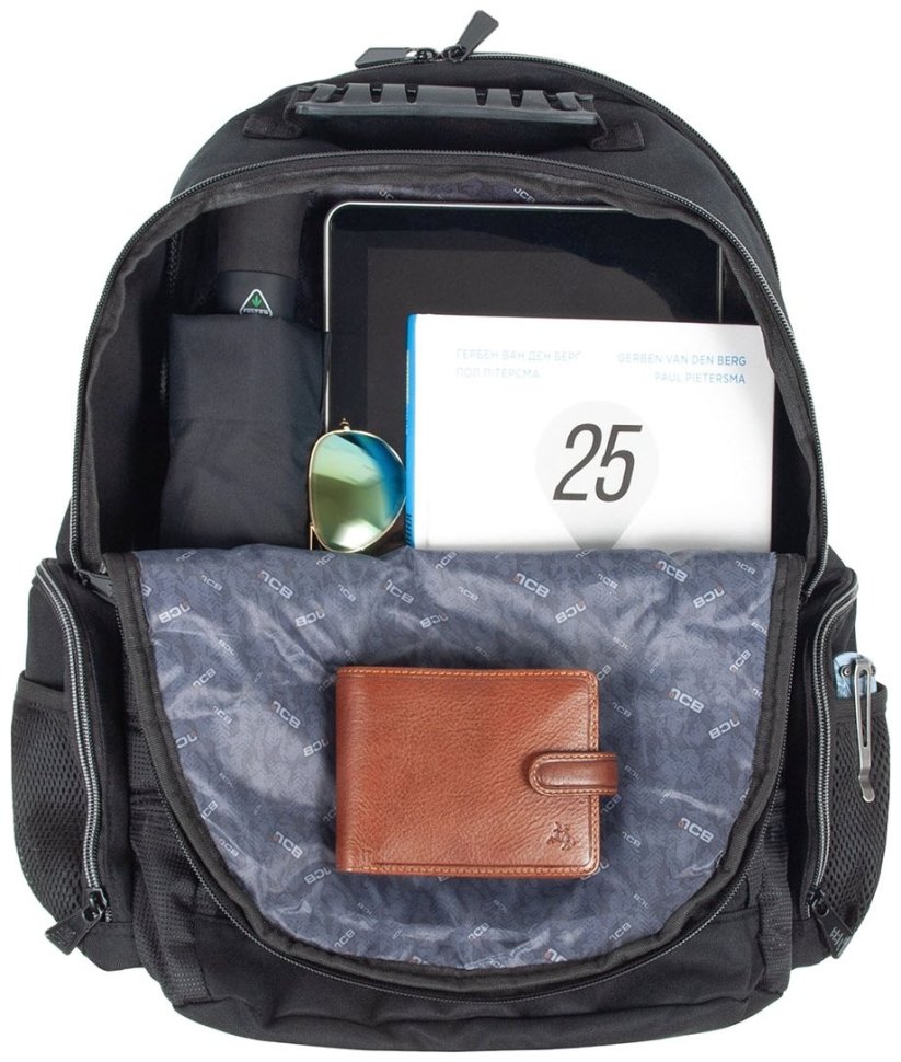 Повседневный мужской рюкзак из прочного текстиля JCB BP71 черно-желтого цвета 108558 modnotak фото №5