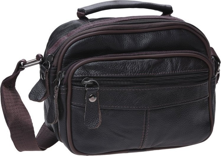 Маленька темно-коричнева чоловіча сумка-барсетка з натуральної шкіри Keizer (22066)