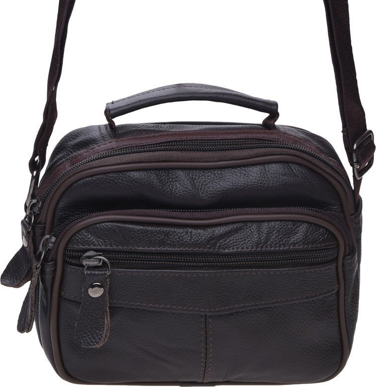 Маленька темно-коричнева чоловіча сумка-барсетка з натуральної шкіри Keizer (22066)