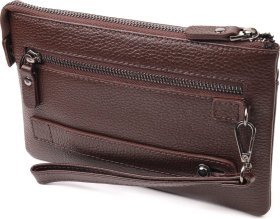 Коричневый мужской клатч из натуральной кожи на змейке CANPELLINI (2421548)