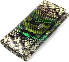 Різнокольоровий горизонтальний жіночий гаманець із натуральної шкіри з тисненням під змію CANPELLINI (2421650)