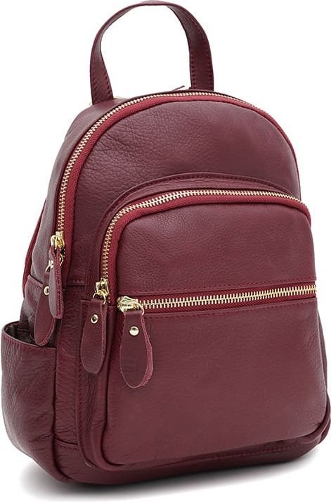 Жіночий невеликий шкіряний рюкзак бордового кольору Keizer (59158)