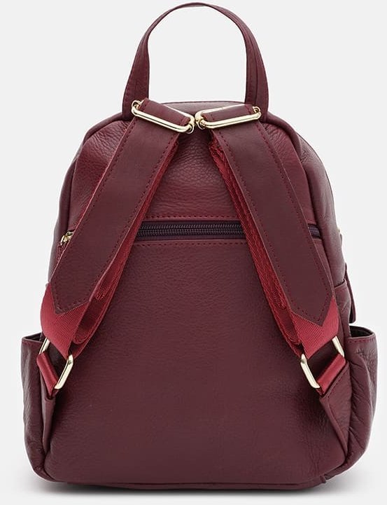 Женский небольшой кожаный рюкзак бордового цвета Keizer (59158)