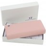 Уцінка! Великий шкіряний жіночий гаманець світло-рожевого кольору з клапаном на кнопці ST Leather (14047) - 7