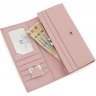 Уценка! Большой кожаный женский кошелек светло-розового цвета с клапаном на кнопке ST Leather (14047) - 5