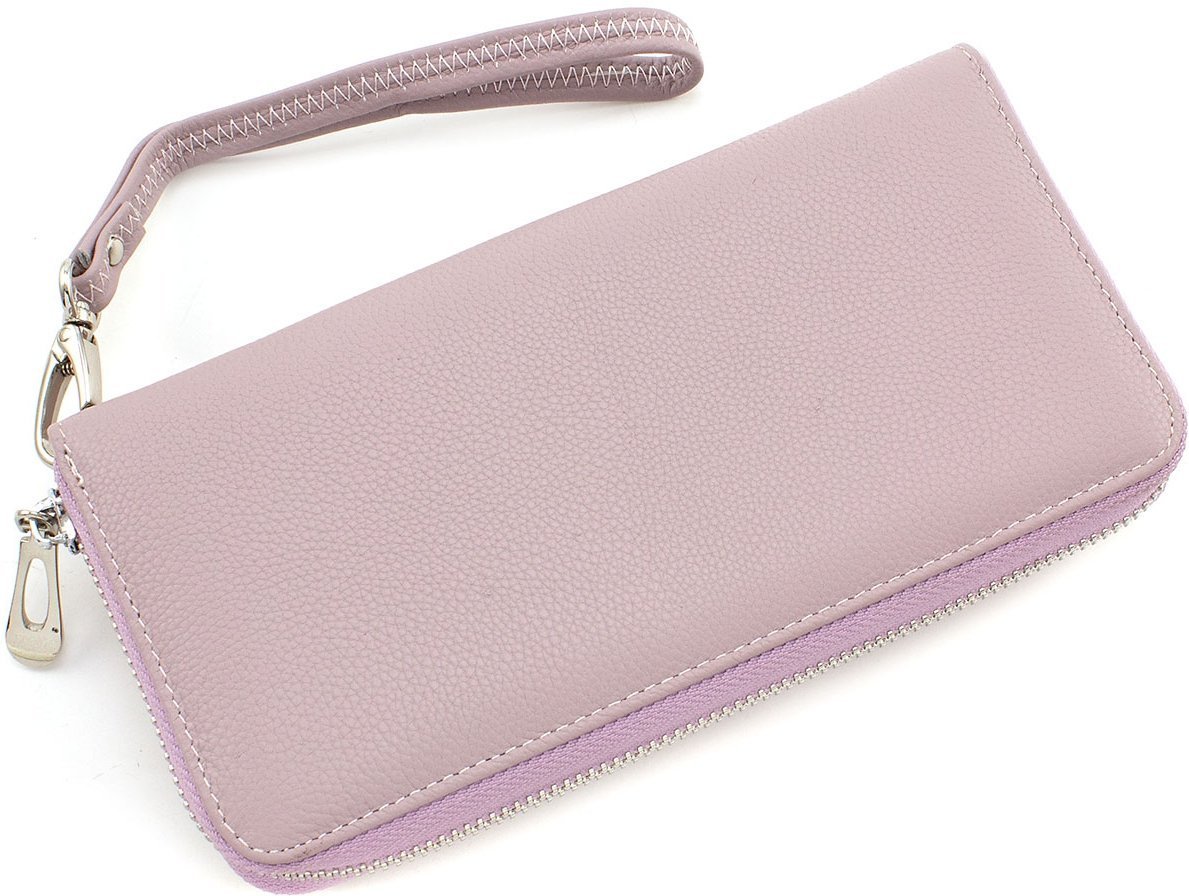 Жіночий темно-рожевий гаманець з натуральної шкіри з блоком під карти ST Leather (15319)
