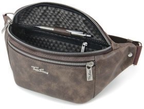 Шкіряна чоловіча бананка коричневого кольору в стилі вінтаж Tom Stone (10923)