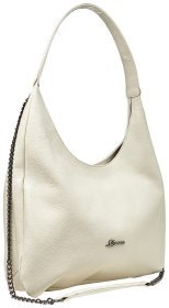 Женская кожаная сумка молочного цвета с одной лямкой Desisan 79958