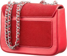 Женский клатч красного цвета из фактурной кожи ската STINGRAY LEATHER (024-18508)