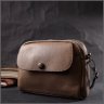 Маленька жіноча сумка з натуральної шкіри бежевого кольору на дві блискавки Vintage 2422322 - 7