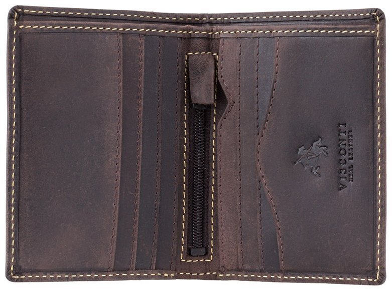 Мужское портмоне для купюр и карт из винтажной кожи темно-коричневого цвета Visconti Arrow 70659