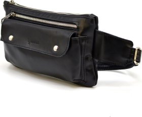 Чорна сумка з натуральної шкіри на пояс TARWA (21641)