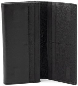 Женский кожаный кошелек с магнитным типом закрывания и большой монетницей на поцелуе ST Leather 90859 черный цвет 