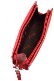 Яркая женская косметичка из натуральной фактурной кожи Desisan 81059 красного цвета