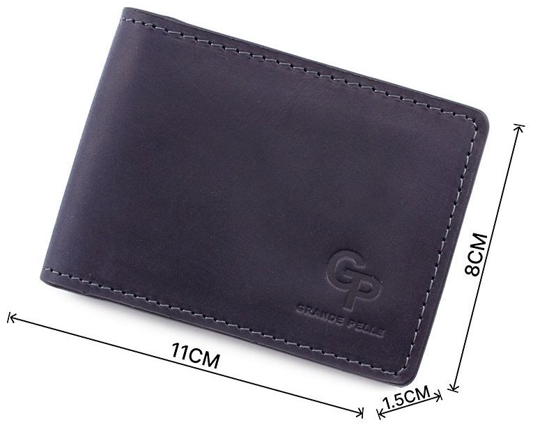 Темно-синій шкіряний затиск без застібки Grande Pelle (13112) modnotak фото №3