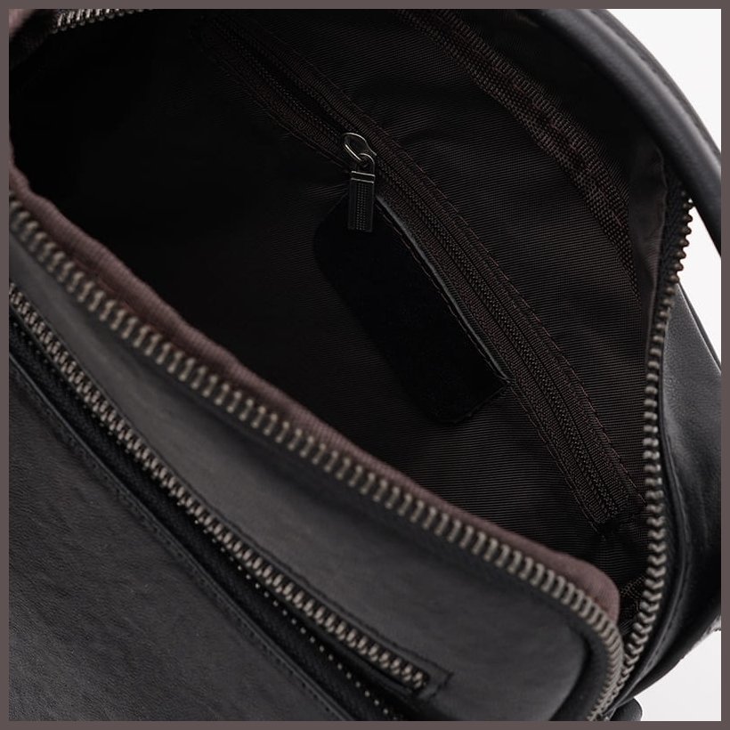 Чоловіча шкіряна сумка-барсетка в класичному чорному кольорі з ручкою Ricco Grande 71559