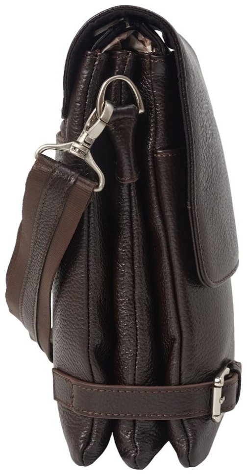 Мужская средняя кожаная сумка через плечо в коричневом цвете DESISAN 81759 modnotak фото №3