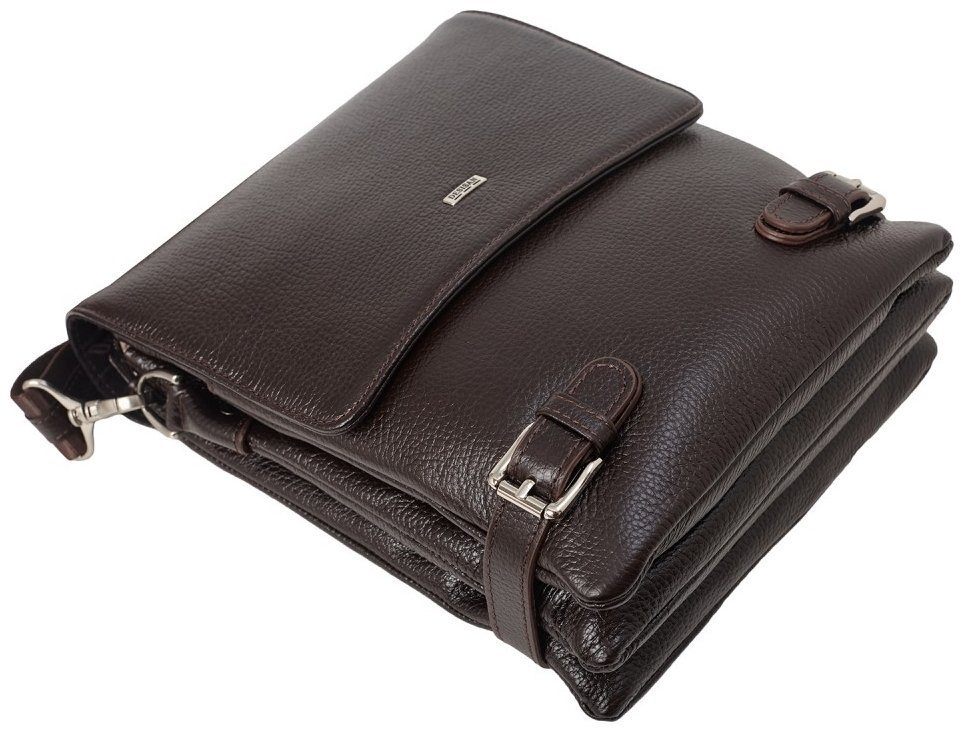 Мужская средняя кожаная сумка через плечо в коричневом цвете DESISAN 81759 modnotak фото №5