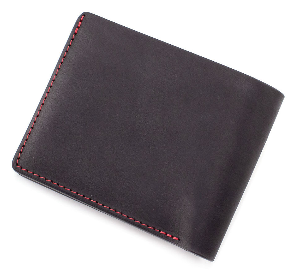 Черно-красное мужское портмоне из кожи Сrazy Horse - Grande Pelle (13201)