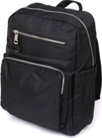 Нейлоновый рюкзак черного цвета с серебристой фурнитурой Vintage (14808)
