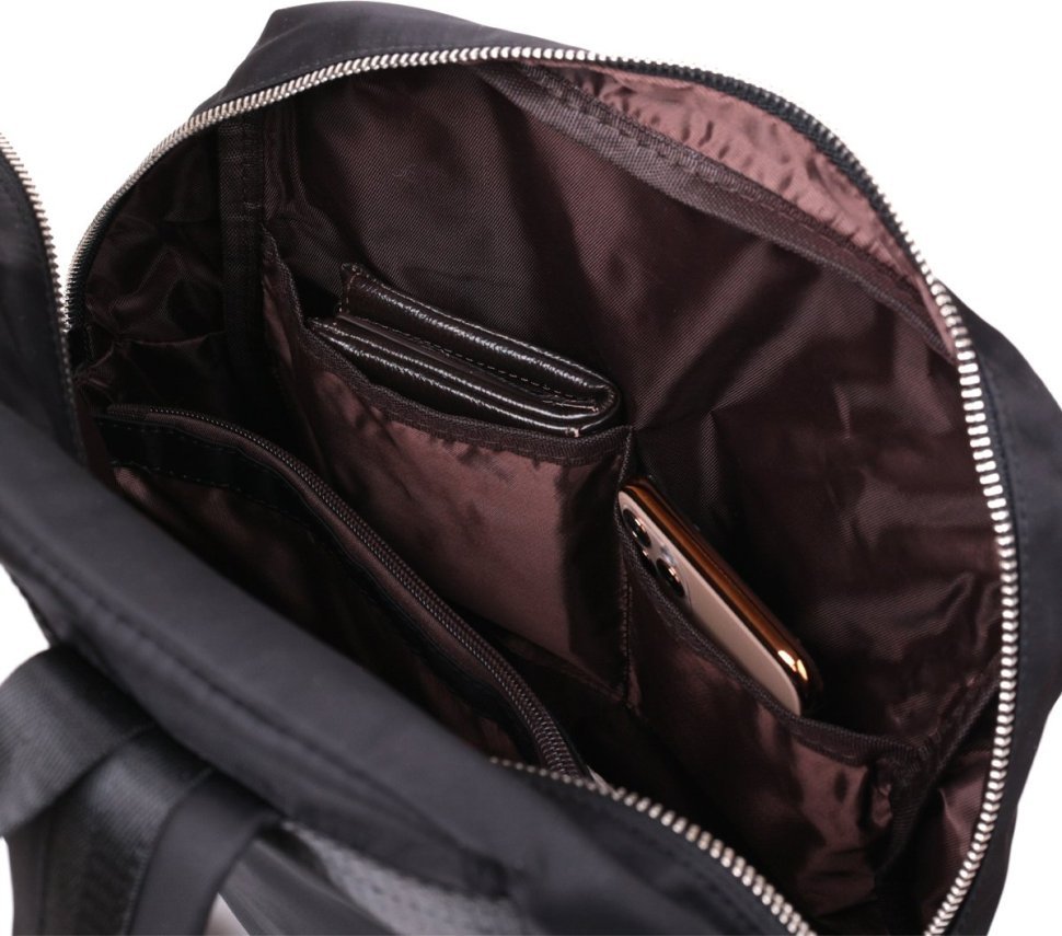 Нейлоновый рюкзак черного цвета с серебристой фурнитурой Vintage (14808)