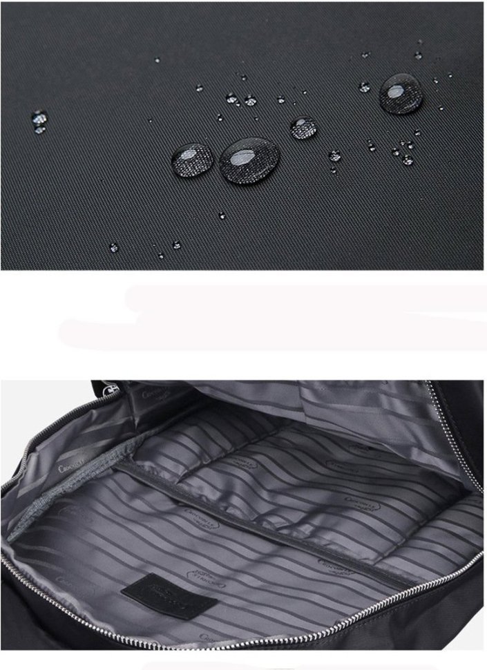 Нейлоновий рюкзак чорного кольору з сріблястою фурнітурою Vintage (14808)