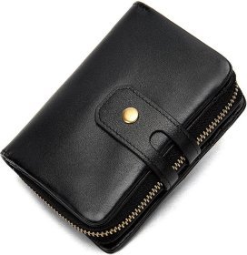 Чорний жіночий гаманець середнього розміру з гладкою шкіри Vintage (14919)