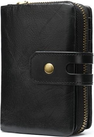 Чорний жіночий гаманець середнього розміру з гладкою шкіри Vintage (14919)