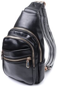 Удобная женская слинг-сумка с одной лямкой из экокожи Vintage 22759 Черный