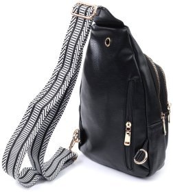 Удобная женская слинг-сумка с одной лямкой из экокожи Vintage 22759 Черный