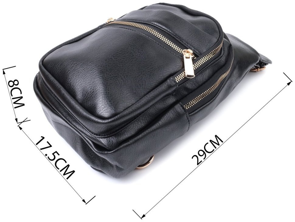 Удобная женская слинг-сумка с одной лямкой из экокожи Vintage 22759 Черный фото №3 Удобная женская слинг-сумка с одной лямкой из экокожи Vintage 22759 Черный modnotak фото №3