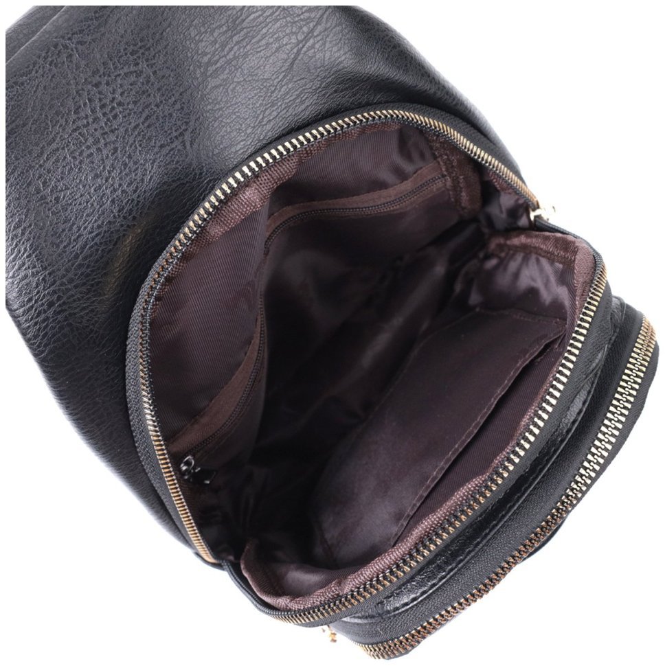 Удобная женская слинг-сумка с одной лямкой из экокожи Vintage 22759 Черный фото №7 Удобная женская слинг-сумка с одной лямкой из экокожи Vintage 22759 Черный modnotak фото №7