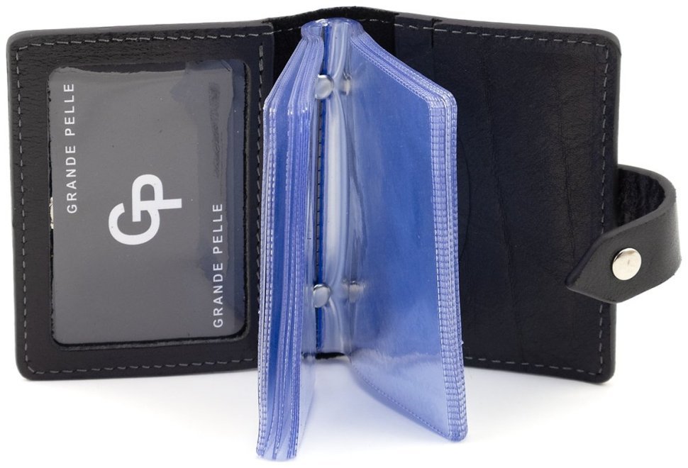 Кредитница из итальянской кожи Sorento на 20+3 карт Grande Pelle 82759 черного цвета modnotak фото №2