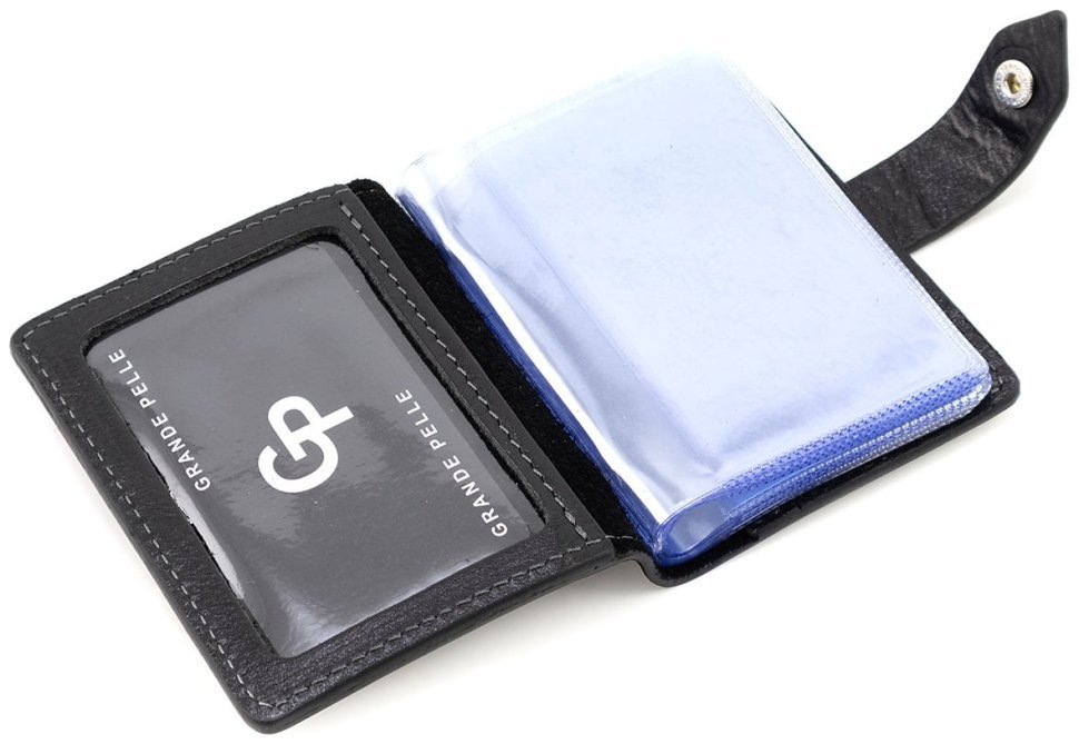 Кредитница из итальянской кожи Sorento на 20+3 карт Grande Pelle 82759 черного цвета modnotak фото №4