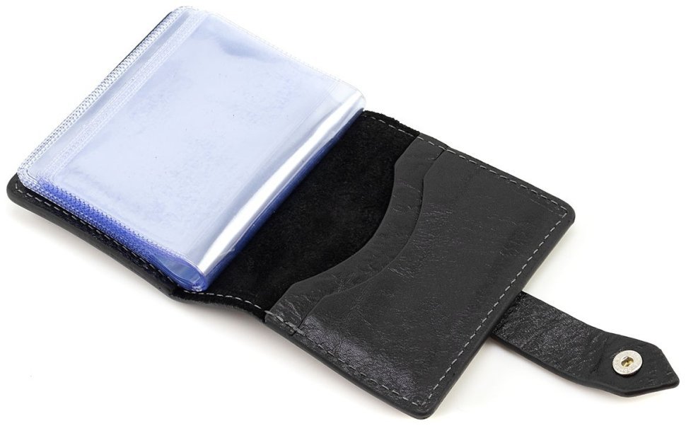 Кредитница из итальянской кожи Sorento на 20+3 карт Grande Pelle 82759 черного цвета modnotak фото №6